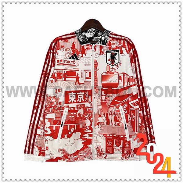 Giacca A Vento Giappone Bianco/Rosso 2023 2024