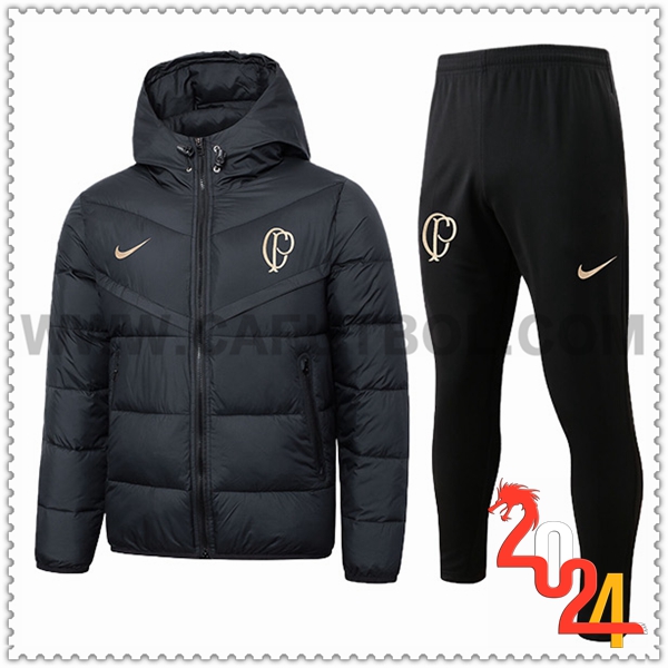 Tuta Piumino Con Cappuccio Corinthians Nero 2024 2025