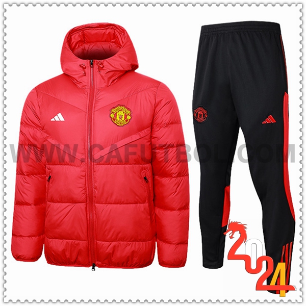 Tuta Piumino Con Cappuccio Manchester United Rosso 2024 2025