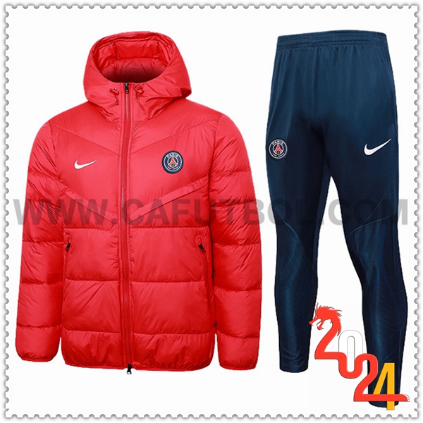 Tuta Piumino Con Cappuccio PSG Rosso 2024 2025