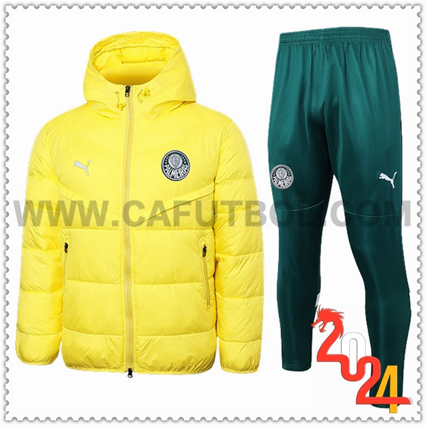 Tuta Piumino Con Cappuccio Palmeiras Giallo 2024 2025