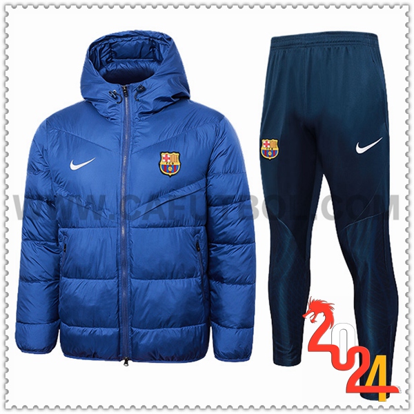 Tuta Piumino Con Cappuccio FC Barcellona Blu 2024 2025