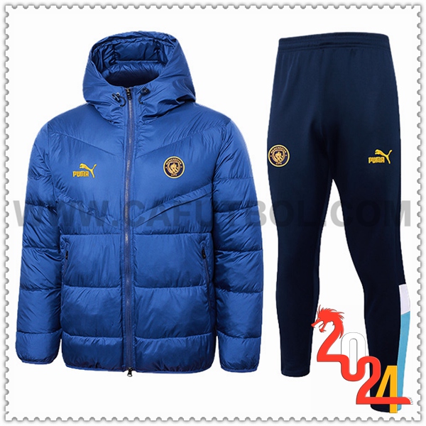 Tuta Piumino Con Cappuccio Manchester City Blu 2024 2025