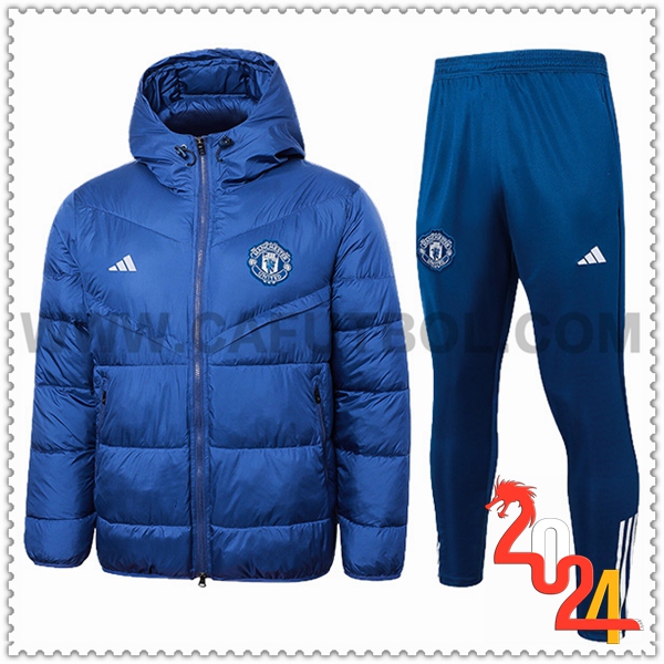 Tuta Piumino Con Cappuccio Manchester United Blu 2024 2025
