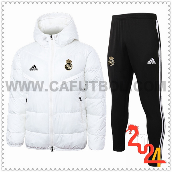 Tuta Piumino Con Cappuccio Real Madrid Bianco 2024 2025