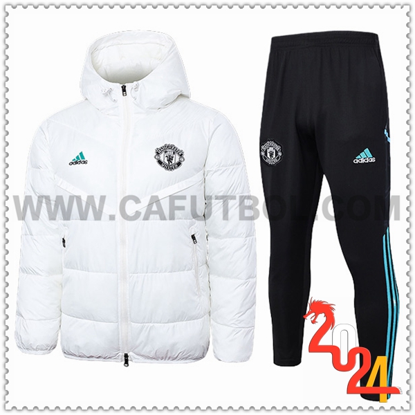 Tuta Piumino Con Cappuccio Manchester United Bianco 2024 2025