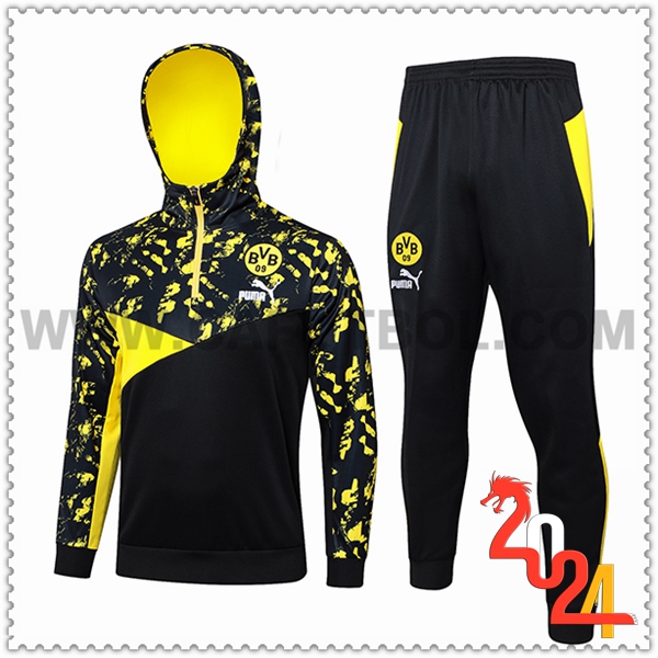 Giacca Con Cappuccio Tuta Dortmund Nero/Giallo 2024 2025