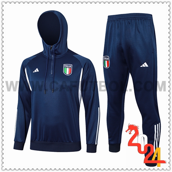 Giacca Con Cappuccio Tuta Italia Blu Scuro 2024 2025