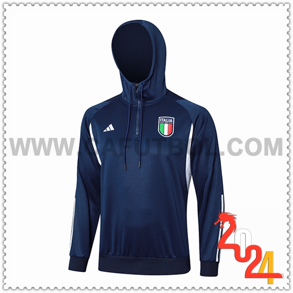 Felpa Con Cappuccio Italia Blu Scuro 2024 2025