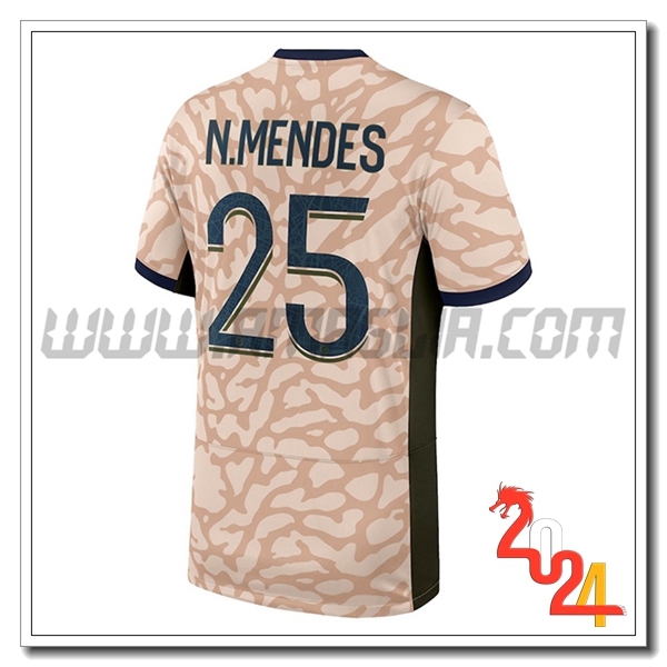 Maglia Calcio PSG N.MENDES #25 Quarto 2023 2024