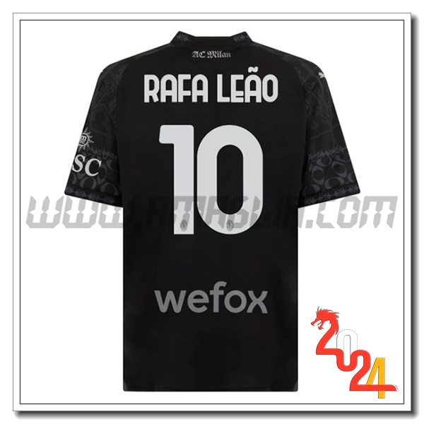 Maglia Calcio Atalanta RAFAEL LE脙O #10 Quarto 2023 2024 Nero