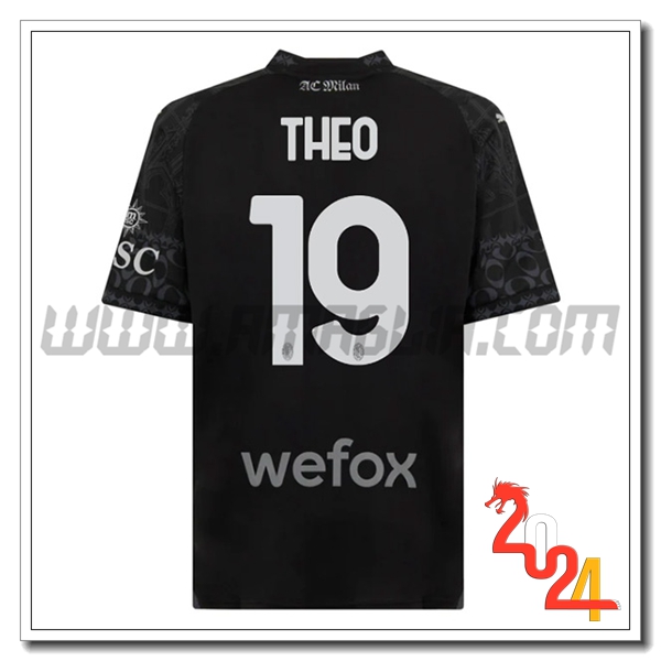 Maglia Calcio Atalanta THEO #19 Quarto 2023 2024 Nero