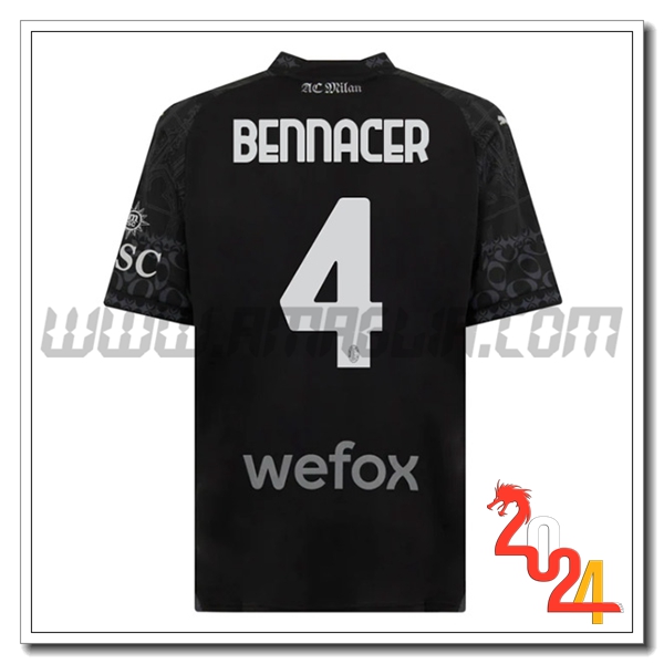 Maglia Calcio Atalanta BENNACER #4 Quarto 2023 2024 Nero