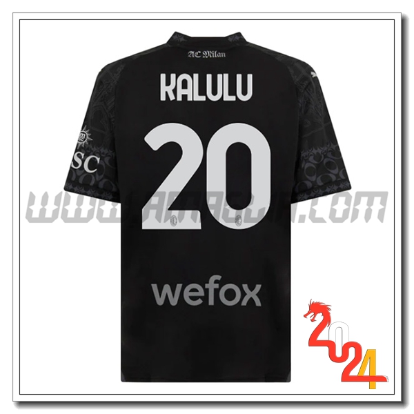 Maglia Calcio Atalanta KALULU #20 Quarto 2023 2024 Nero