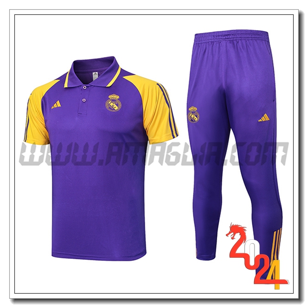 Kit Maglia Polo Real Madrid viola/Giallo 2024 2025