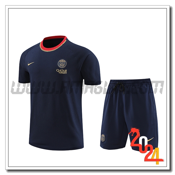 Kit Maglia Allenamento + Pantaloncini PSG Blu Scuro 2024 2025