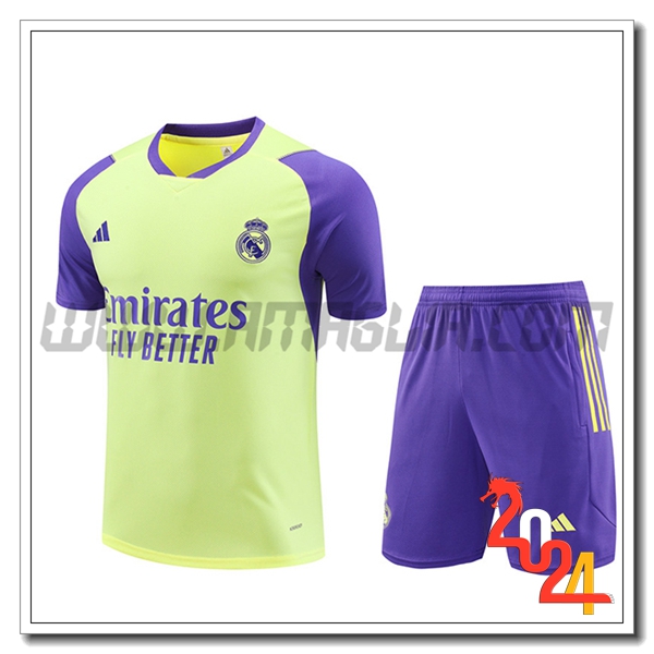 Kit Maglia Allenamento + Pantaloncini Real Madrid Giallo/viola 2024 2025