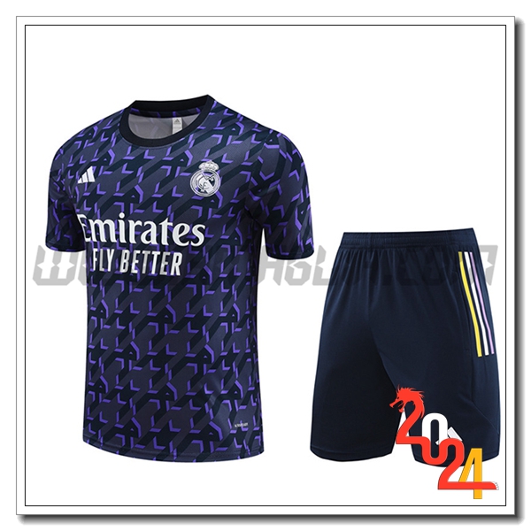 Kit Maglia Allenamento + Pantaloncini Real Madrid viola/Nero 2024 2025