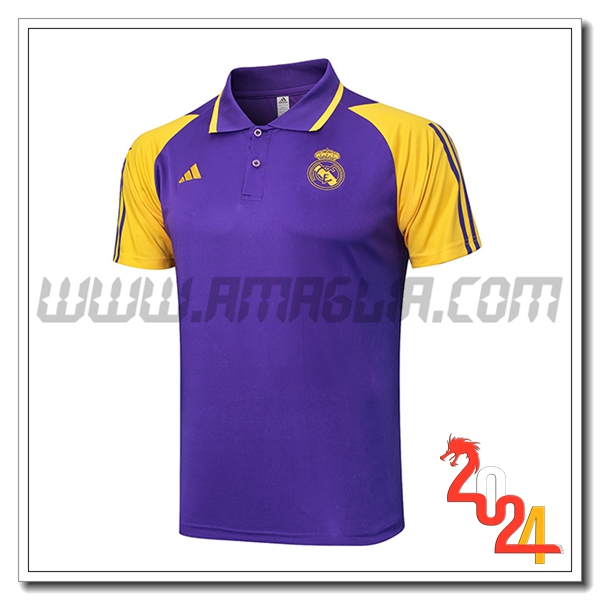 Maglia Polo Real Madrid viola/Giallo 2024 2025