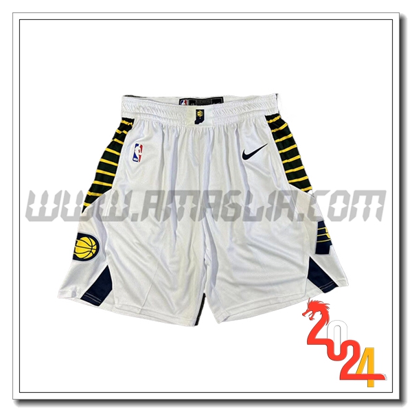 Pantaloncini NBA Indiana Pacers 2024/25 Bianco/Nero/Giallo