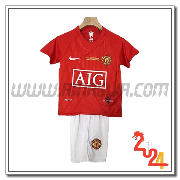 Kit Maglia Retro Manchester United Bambino Prima 2007/2008