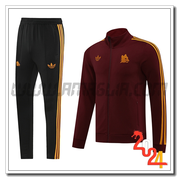 Giacca Tuta Allenamento AS Roma Rosso/Giallo/Nero 2024 2025