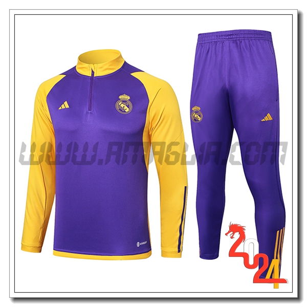 Tuta Allenamento Real Madrid viola/Giallo 2024 2025
