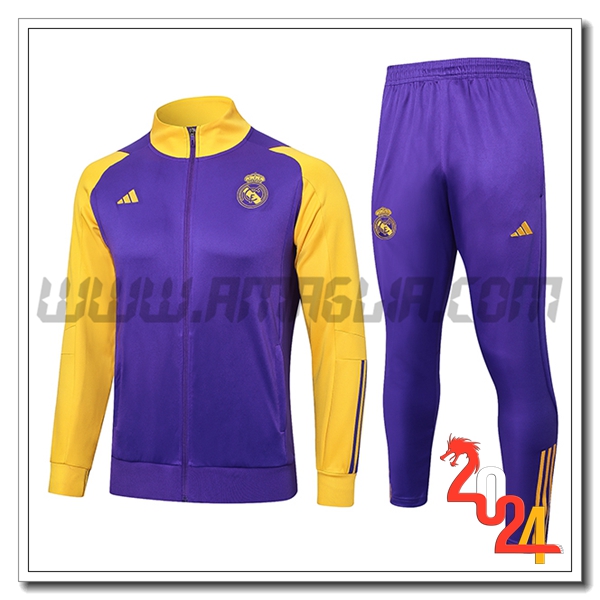 Giacca Tuta Allenamento Real Madrid viola/Giallo 2024 2025