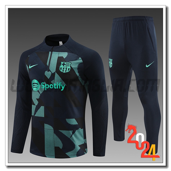 Tuta Allenamento FC Barcellona Bambino Nero/Verde 2024 2025
