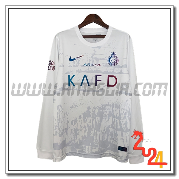 Seconda Maglia Calcio Al-Nassr Manica lunga 2023 2024 Bianco