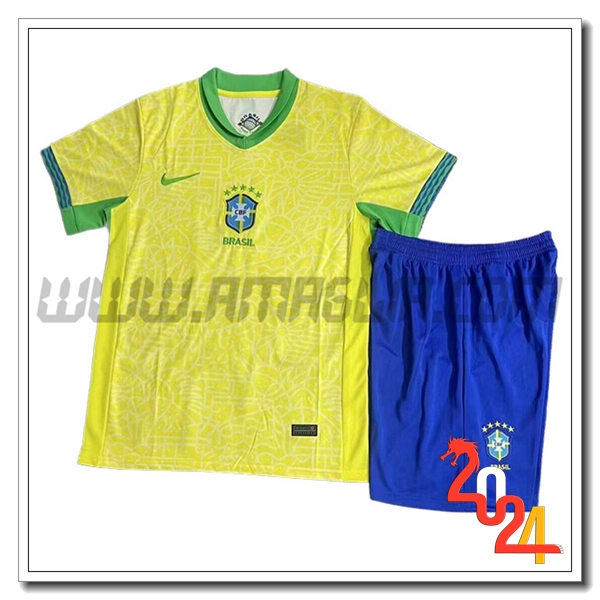 Kit Maglia Brasile Bambino Prima 2024 2025 GIALLO