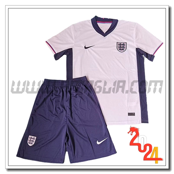 Kit Maglia Inghilterra Bambino Prima 2024 2025 Bianco