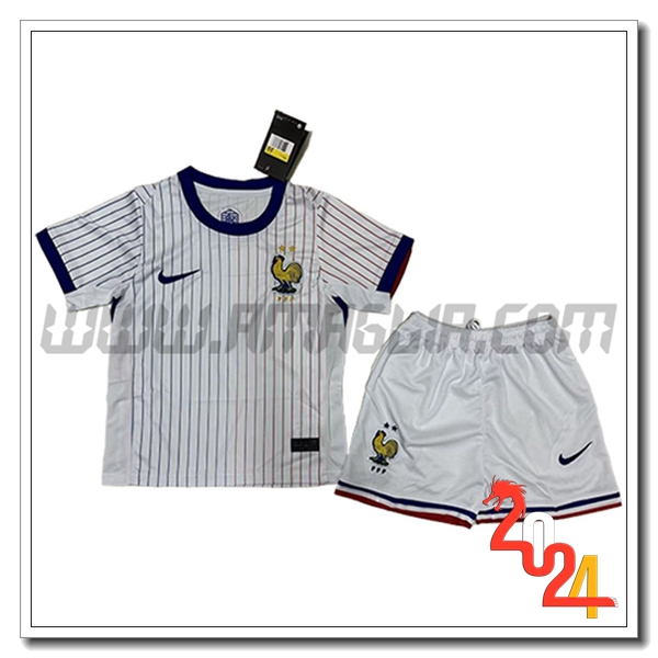 Kit Maglia Francia Bambino Seconda 2024 2025 Bianco
