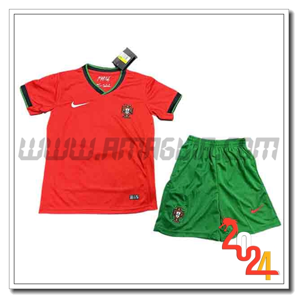 Kit Maglia Portogallo Bambino Prima 2024 2025 Rosso