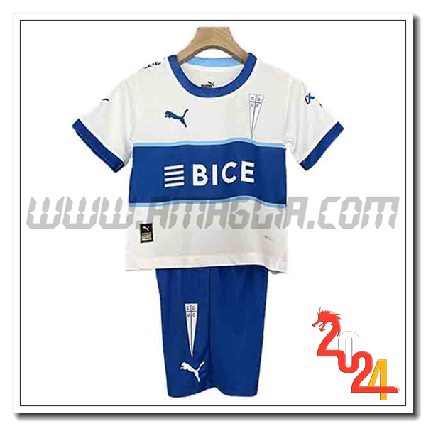 Kit Maglia Deportivo Universidad Catolica Bambino Prima 2024 2025 Bianco Blu
