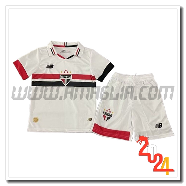 Kit Maglia Sao Paulo FC Bambino Prima 2024 2025 Bianco
