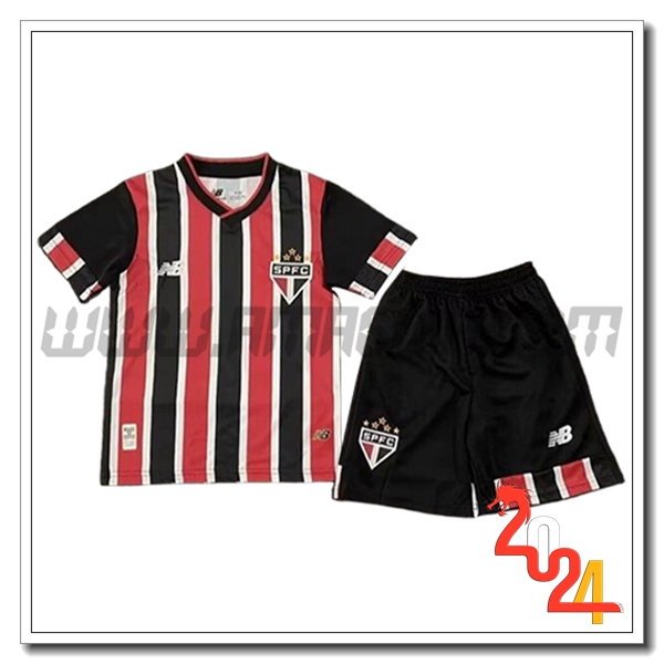 Kit Maglia Sao Paulo FC Bambino Seconda 2024 2025 Rosso Nero