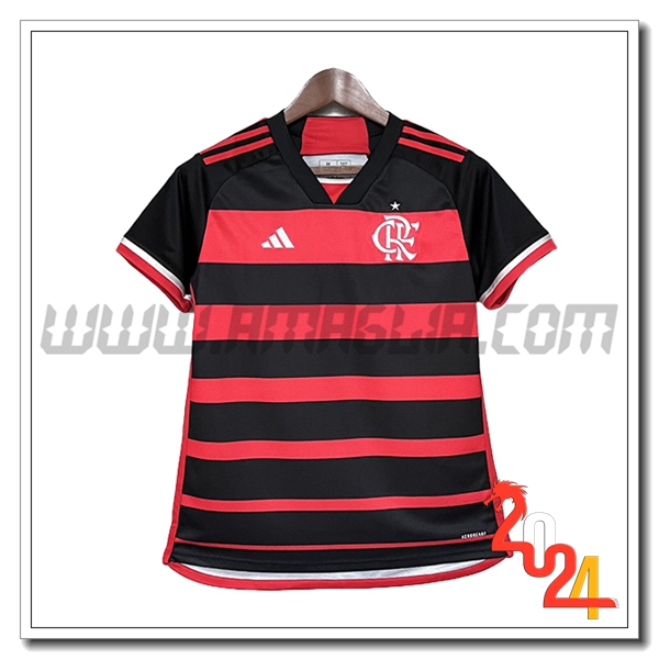 Prima Maglia Calcio Flamengo Donne 2024 2025 Rosso Nero
