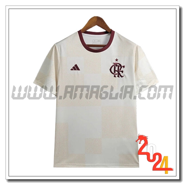 T Shirt Allenamento Flamenco Bianco/Marrone 2024 2025