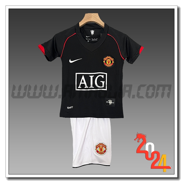 Kit Maglia Allenamento + Pantaloncini Manchester United Bambino Nero/Rosso/Bianco 2024 2025