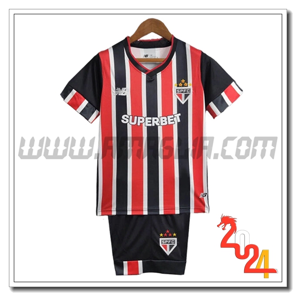 Kit Maglia Sao Paulo FC Bambino Seconda 2024 2025 Rosso blu