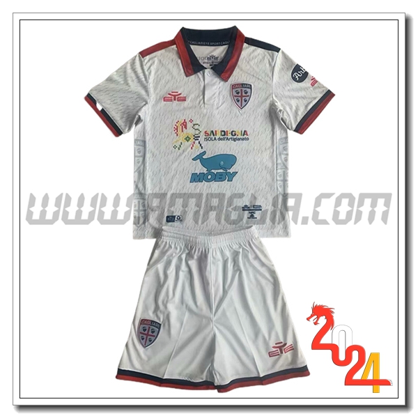 Kit Maglia Cagliari Bambino Seconda 2023/2024 Bianco