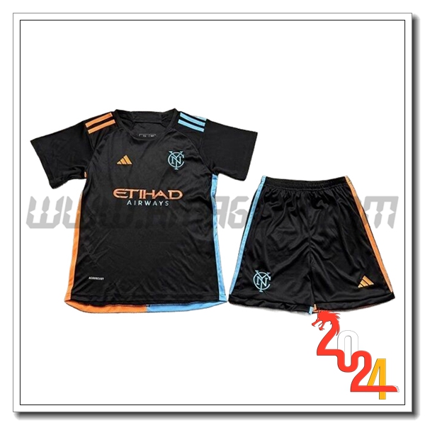 Kit Maglia New York City FC Bambino Seconda 2024 2025 Nero
