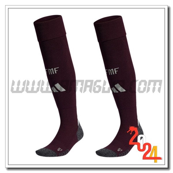 Prima Calzini Calcio Messico 2024 2025 Rosso Scuro