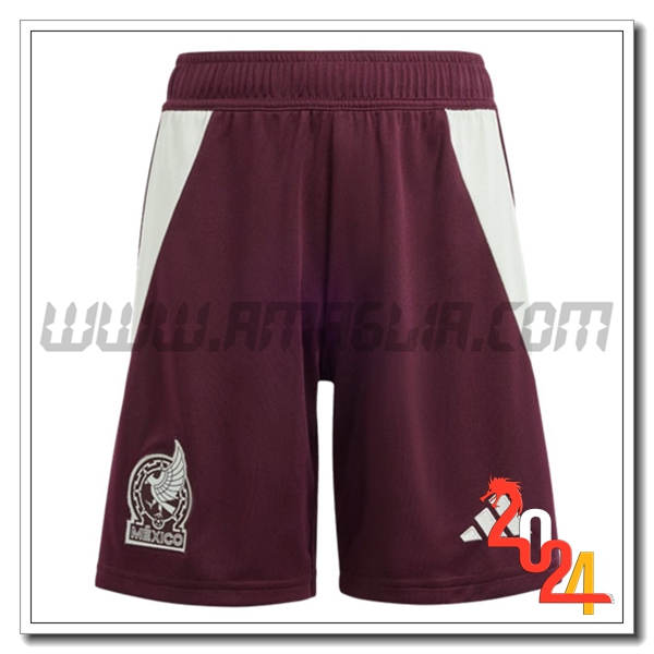 Prima Pantaloncini Calcio Messico 2024 2025 Rosso Scuro