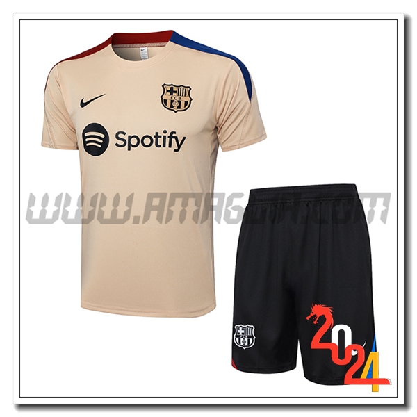 Kit Maglia Allenamento + Pantaloncini FC Barcellona Giallo/Nero 2024 2025