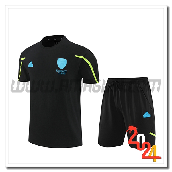 Kit Maglia Allenamento + Pantaloncini Arsenal Nero/Blu/Verde 2024 2025