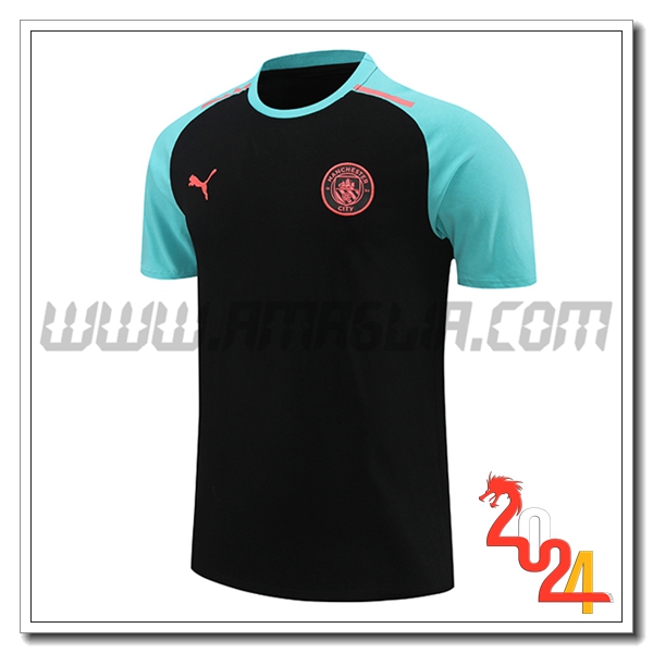 T Shirt Allenamento Manchester City Nero/Blu 2024 2025