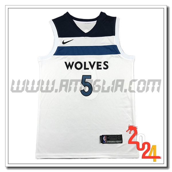 Maglia Minnesota Timberwolves (EDWARDS #5) 2024/25 Bianco/Nero/Blu