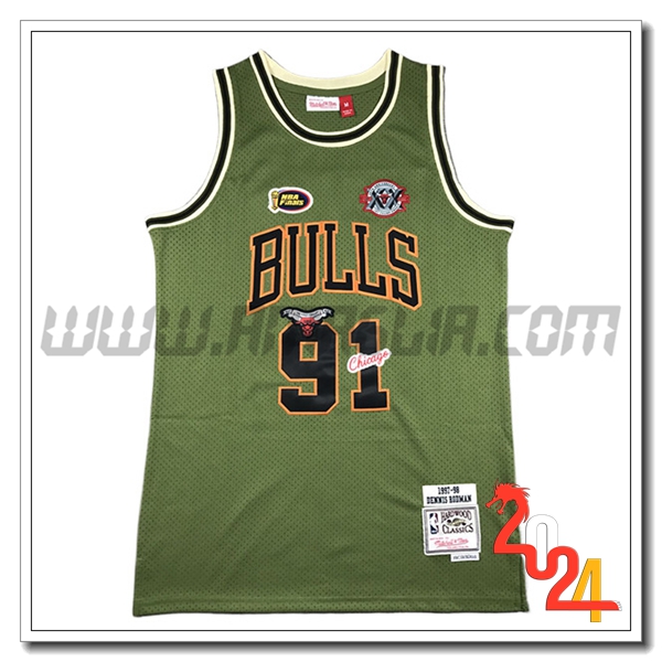 Maglia Chicago Bulls (RODMAN #91) 2024/25 Verde/Nero